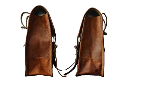 Spot On 2 X Motorcycle Side Pouch Brown Leather Side Pouch Saddlebags Saddle Panniers ( 2 Bags ) Pair