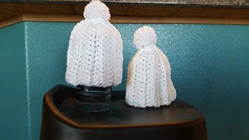infant, newborn, baby crocheted beanie hat, white with pom