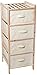 Lavish Home Organization Drawers with Natural Wood Shelf and Four Fabric Storage Bins- Lightweight and Perfect for Dorms, Bathrooms or Bedrooms by , Beige