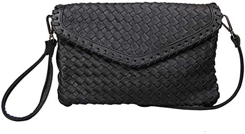 Chikencall Envelope Clutch Black Punk Skull Handbag Studded Leather Purse Crossbody Bag Wallet with Two Straps