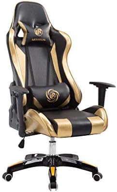 QZ HOME Computer Chair Game Swivel Chair Office Chair Racing Seat Rotating Lift Armrest (Color : Black/Gold)