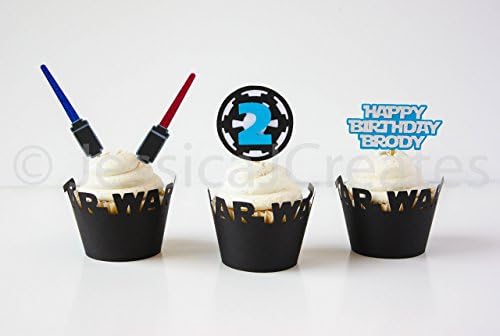 Star Wars Cupcake Toppers - Cupcake Toppers - Star Wars Party Decor - Light Saber Cupcake Toppers - Star Wars Party - 12ct