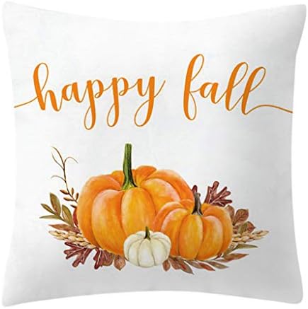 Llwei258 Autumn Decorations Watercolor Pumpkin Printed Waist Throw Pillow Case Peach Velvet Cushion Cover for Halloween Thanksgiving Day