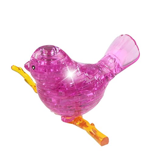 Binmer(TM) 3D Crystal Puzzle Cute Bird Model DIY Gadget Blocks Building Toy Gift for Adult Children Boy Girls (Hot Pink)