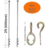 GROUNDGRABBA Ground Anchor Screw Kit - 2X HexHooks & 2X 2 Ft Ground Anchors Heavy Duty for High Winds | Ground Anchor…