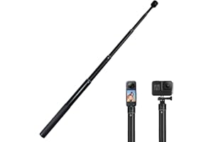 VVHOOY Invisible Selfie Stick Extendable Adjustable Handheld Aluminum Monopod 11.8-51.2 inch 1/4 Inch Screw Compatible with AKASO EK7000/Brave 4/Brave 7 LE/GoPro 12 11 10 9/Insta360/Osmo Action Camera