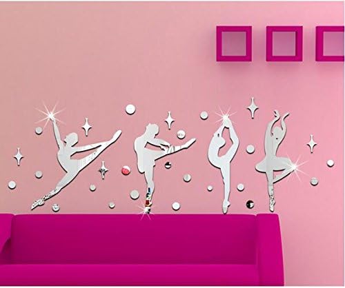 3D Stereoscopic Children's Room Dance Studio Mirror Wall Stickers Nursery Decor Mirrors (Silver)