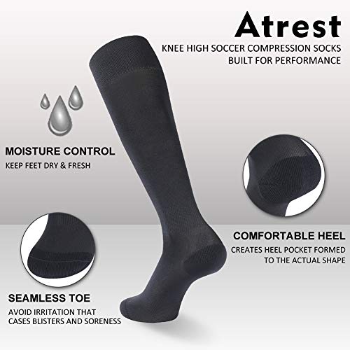 image for Team Sports Socks, Atrest Womens Mens Unisex Solid Knee High Compressi