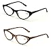 V.W.E. 2 Pairs Deluxe Female Cateye Vintage Reading Glasses Women Readers (1 Black 1 Tortoise, 2.50)