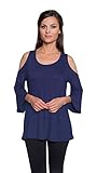 Free to Live Women's Cold Shoulder Bell Sleeve Top - Made in USA
