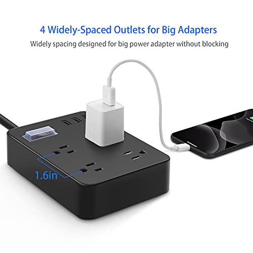 Outdoor Power Strip, Waterproof Surge Protector with USB,Wide Spaced Power Outlet 6FT Extension