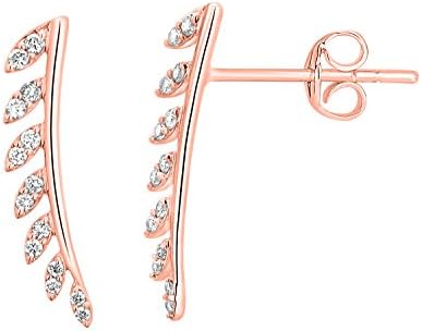 1/4 cttw Round Real Natural Diamond Ear Crawlers Climbers Earrings 10k Gold (rose-gold)