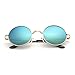 Menton Ezil Fashion Round Style Vintage Sunglasses with Polarized Mirrored Lenses Shiny Eyewear Steampunk Metal Spring Frame Spring with Gold Frame Green Lens