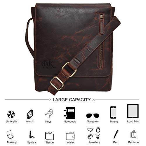 Leather Messenger Bag for Men Women - Messenger bag for Ipad Vintage Leather Crossbody Over the Shoulder Satchel