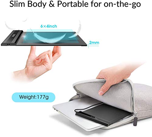 VEIKK S640 Tavoletta Grafica con Penna Senza Batteria, 8192 Sensibilità Alla Pressione, 6 x 4 Pollici Tavolette Grafiche per Disegnare, Giochi OSU, Lezioni Online, Firma Elettronica ecc (Nero)