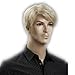 GOOACTION Mens Fahion Short Straight Blonde Hair Wig with Bangs for Male Blond Synthetic Fiber Halloween Cosplay Party Wigs