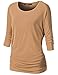 TWINTH Womens 3/4 Sleeve Dolman Drape Top with Side Shirring Loose Fit Tunic Top Plus Size
