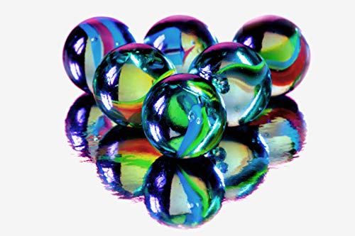 Mega Marbles Glass Shooters, Set of 50 Assorted Colored Bulk - 1" Shooter Marble for Games, Vase, Fish Aquariums Decorations
