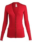 Luna Flower Women's Classic Snap Button Front Tunic V-Neck Slim Fit Cardigans