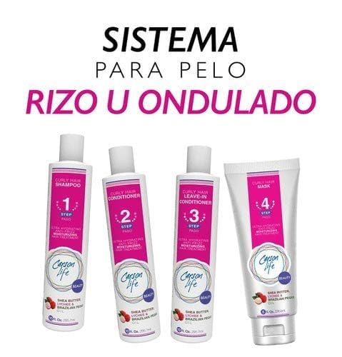 CARSON LIFE 4 Stage Hair Care System Kit For Curly Hair (Shampoo, Conditioner, Leave In Conditioner & Curly Hair Mask) - Paraben and Sulfate Free