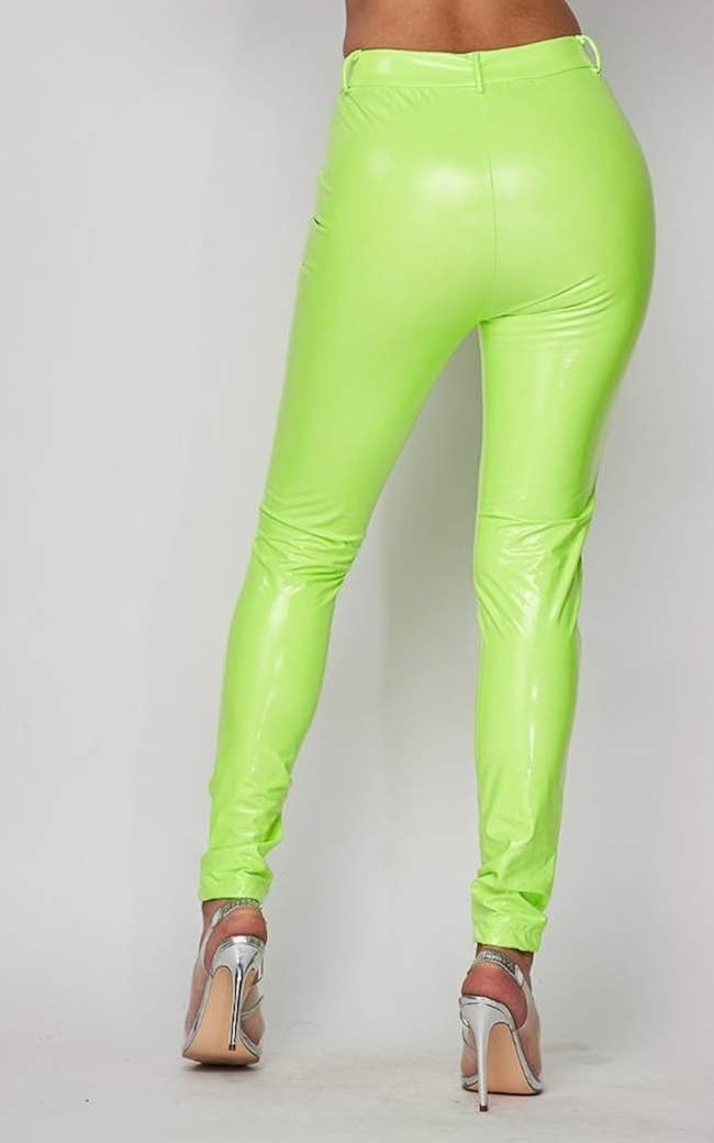 neon leather pants