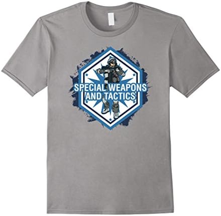 Mens SWAT Special Weapons And Tactics Police T-shirt Medium Slate