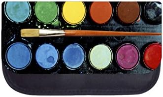 Watercolor Paint Palette Print - Girls/Boys Black Pencil Case - Pencil Bag