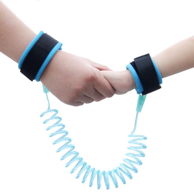 Voarge Baby Anti-Lost Belt, 2.5 m Anti-Lost Wrist Belt Lead for Children, 360° Rotatable Elastic Wire Rope Safety Lead for Baby and Toddler (Blue)