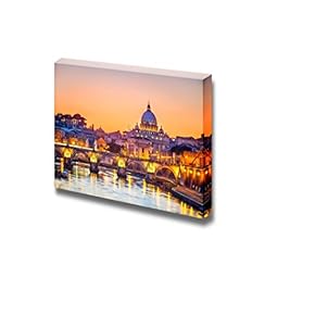 Canvas Prints Wall Art - Saint Peter Cathedral at Night, Rome | Modern Home Deoration/Wall Art Giclee Printing Wrapped Canvas Art Ready to Hang - 12" x 18"