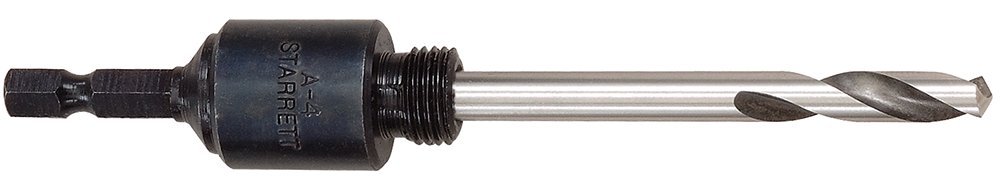Starrett A4E Hole Saws Arbor - 32-159mm Hex Shank Arbor Screw Thread with 13mm Longer High-Speed Steel Pilot Drill - Quick Change Mandrel