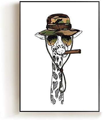 Xwartpic Dibujos Animados Creativos Moda Fumar Cigarro Arco Caballero Jirafa Animal Sala De Ninos Decoracion Para El Hogar Carteles Arte De La Pared Pintura De La Lona 60 80 Cm Amazon Es Hogar