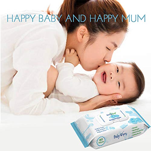 Simpleaf for Babies Wipes: Eco- Friendly, Thick and Effective, Paraben and Alcohol Free, Hypoallergenic and Safe for Sensitive Skin, Unscented, Soothing Aloe Vera 60 Counts (Pack of 3, 180 Wipes)