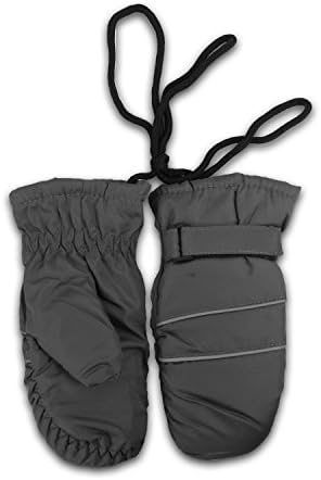 Magg Kids Toddlers Fleece Lined Winter Snow Glove Waterproof Solid 4-7T mittens (Gray)