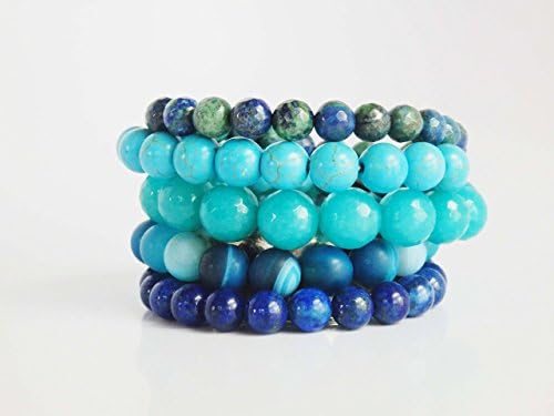 The Turquoise Goddess Set is a combination of 5 elastic gemstone bracelets .
