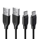 AUKEY USB C Cable to USB A (3ft 2 Pack) Fast Charging Cord USB Type C Cable for Samsung Galaxy Note9 S10 S10+ S9 S8 Plus, LG V30 V20 G6, HTC U11/10, Nexus 6P, Nintendo Switch, Google Pixel and More
