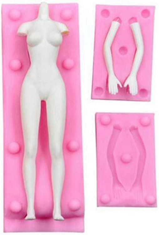 KOMUNJ 3D Plastic Fondant Mould for People Fondant Chocolate Jelly Cake Decoration Baking Tool DIY Clay Plaster Toy Molds Human Body Female Model