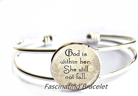 Fashion Bracelet,God is Within Her She Will Not Fall Psalm 46 5 Scripture Bracelets Bible Verse Bracelet for Strong Woman or Mother Daughter Bracelet，AE0025