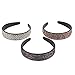 3 Pack Jeweled Rhinestone Headbands for Women and Girls, Hair Accessories (Silver, Rose Gold, Pink)