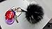 LITHER Genuine Fur Pom Pom Puff Ball Car Keyring / Bag Purse Charm Gray