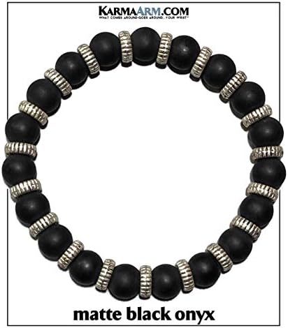 KarmaArm Meditation Bracelet | Reiki Healing Energy Bead Zen Self-Care Yoga Jewelry | Vista | Matte Black Onyx