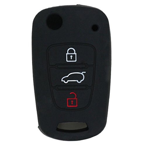 BROVACS Silicone Cover Protector Case Holder Skin Jacket Compatible with HYUNDAI KIA 3 Button Flip Remote Key Fob CV9100 Black