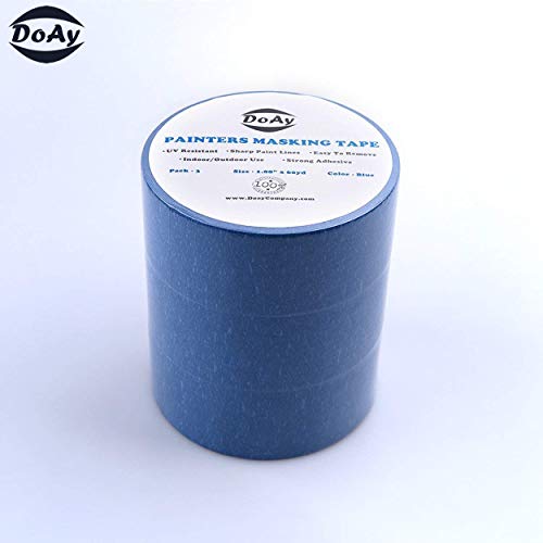 Blue Painters Tape 2 Inch, 3 Pack - Painting & Masking Tape - Easy and Clean Removal - Multi Surface Use - ISO 9001 Worldwide Quality - Leaves No Residue Behind - (60 Yards) (3 Rolls)