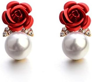 Earrings,kaifongfu Fashion Jewelry Bohemia Flower Rhinestone Earrings For Women Summer Style Earrings for Valentine's Day (Red)