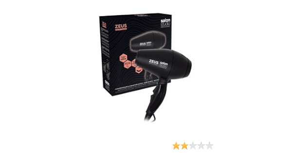 Salon Studio Professional - Zeus Digital Power - Secador de Pelo  Profesional de Iones - Secador de Pelo Iónico con 3 Boquillas - Color Negro  : Amazon.es: Belleza