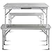 Giantex Aluminum Folding Camping Table Outdoor Portable Picnic Suitcase Table Set w/Bench 4 Seat, Silver-36 L