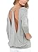 Yucharmyi Women's Summer Stretchy Tops Summer Shirts Back Cut Out Long Sleeve Yoga Top Backless Shirt Loose Blouse Backless, 501-gray, Medium