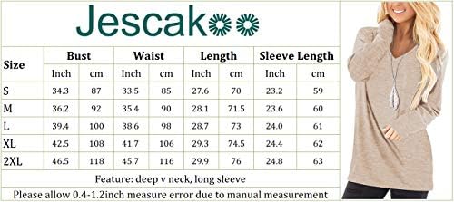 Jescakoo Tunic Tops for Leggings for Women Long Sleeve V Neck T Shirts Casual Loose Fit 4 Jescakoo Tunic Tops for Leggings for Women Long Sleeve V Neck T Shirts Casual Loose Fit