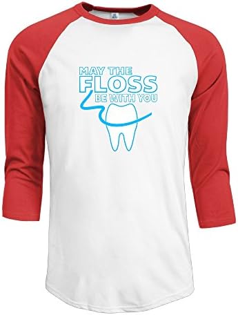 May The Floss Be With You Funny Dentist Shirt,Atherineettles 3/4 Sleeve Athletic Baseball T-shirt For Men's,screw Neck Raglan Sleeves T-Shirt
