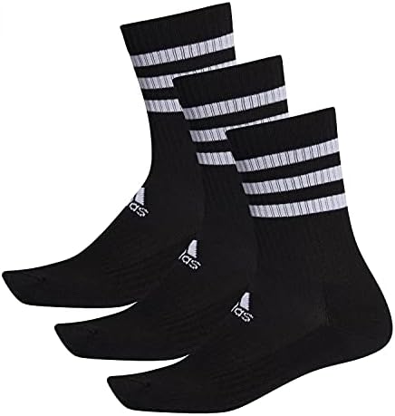 Adidas Mens 3-Stripes Cushioned Crew Pairs Socks, Color: Black