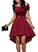 Dreaweet Women's Off Shoulder Lace Boat Neck Vintage Cocktail Party Wedding Dresses Red